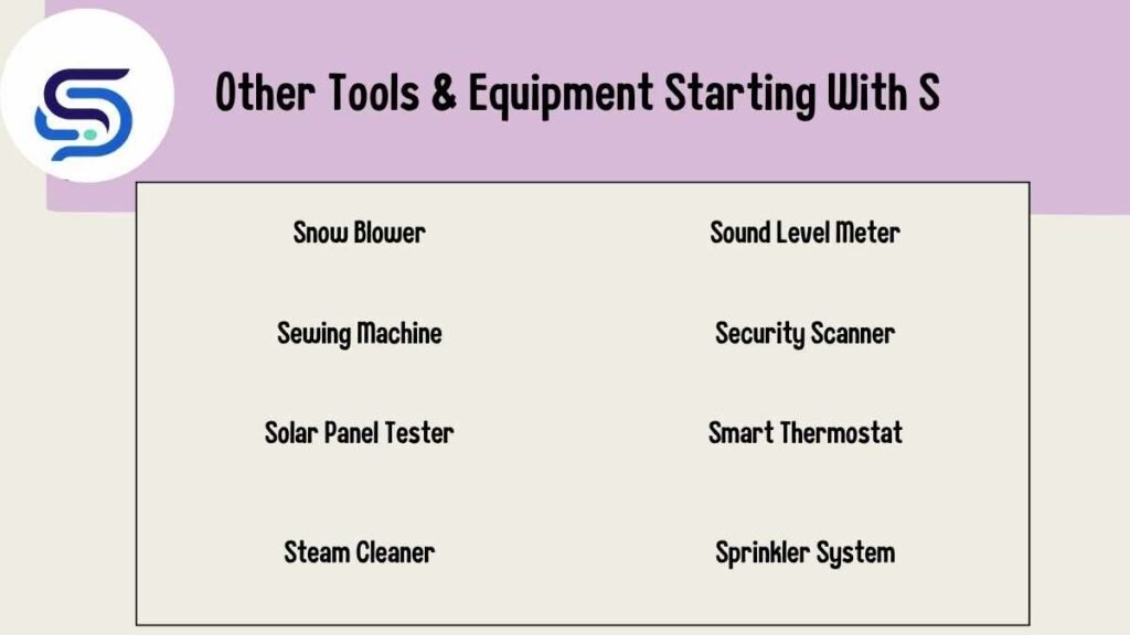 Other Tools & Equipment Starting With S 