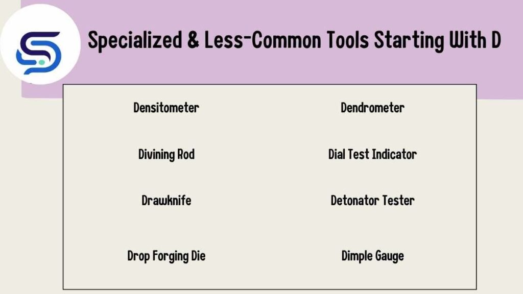 Specialized & Less-Common Tools Starting With D