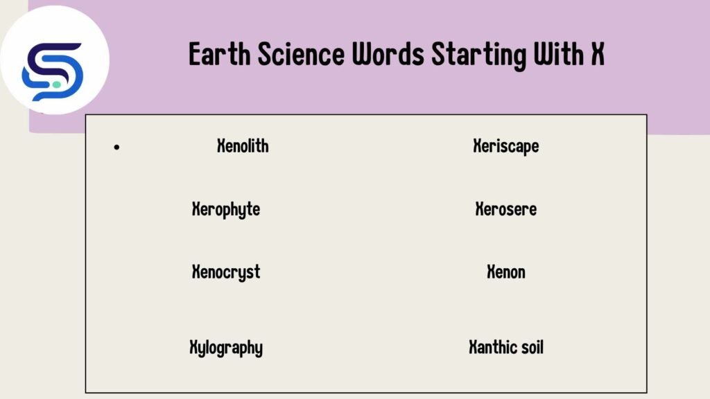 Earth Science Words Starting With X
