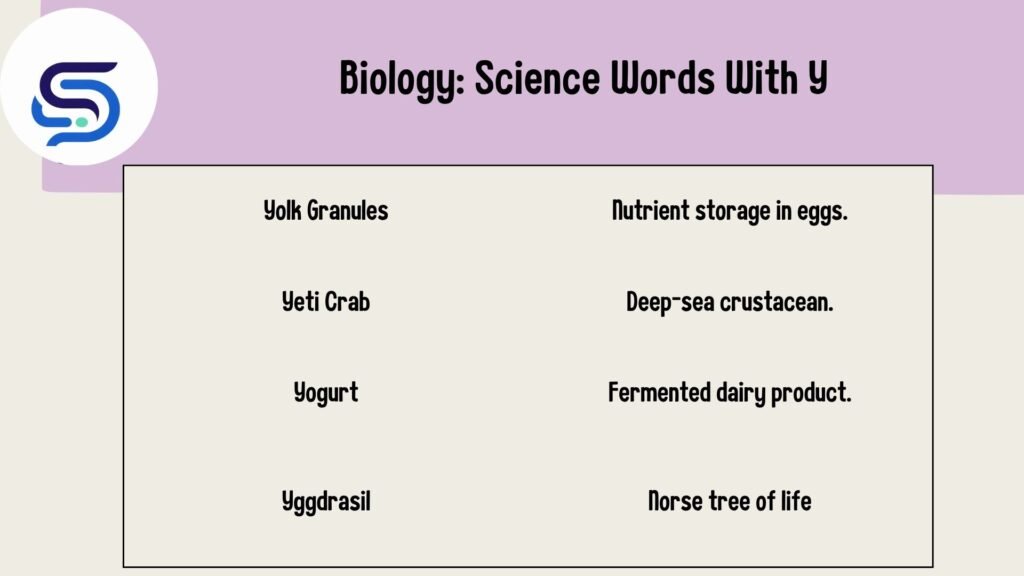 Biology: Science Words With Y
